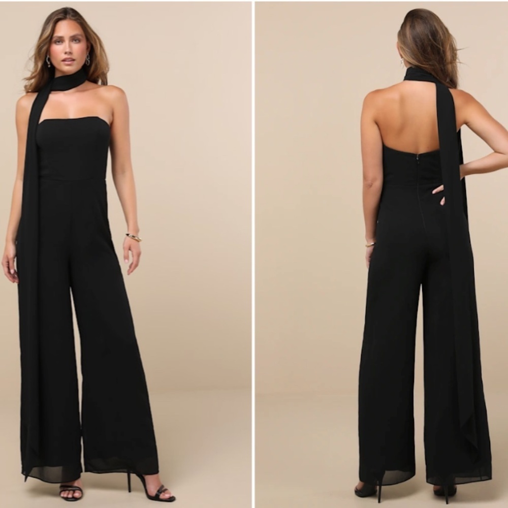 LULU's Sexy Chic Sophisticated Wedding Cocktail Elegant Vacation Jumpsuit - Picture 6 of 6